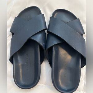 Everlane Dark Blue Criss-Cross Slides